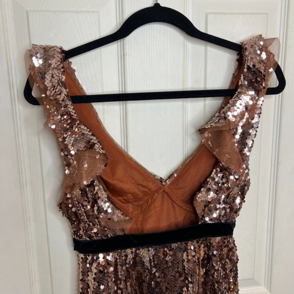 NWT Free People Tribeca Holiday Sequins Bronze Cocktail Glam Dress Size 6 - Picture 10 of 11